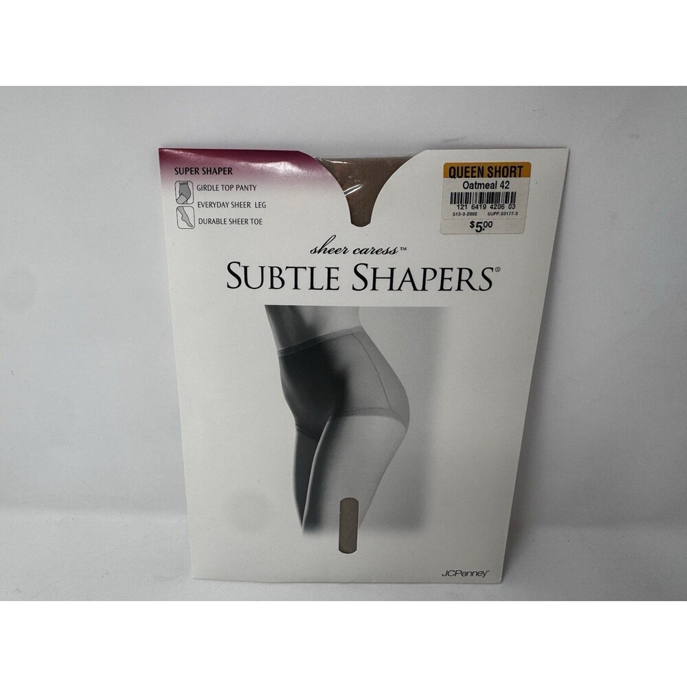 Sheer Caress Subtle Shapers Queen Short Oatmeal 42 Pantyhose Vintage JCP